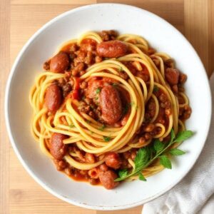 Pasta with lentil sauce